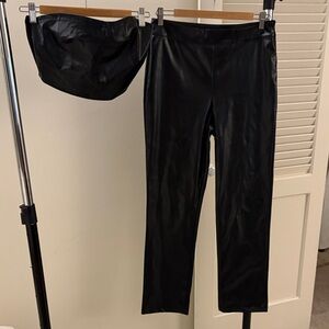 Black Faux Leather Pants + Top Set